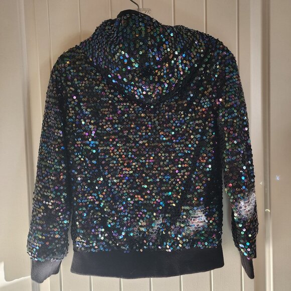 Disney Signed XL Black Sequin Zip-Up Hoodie Jacket - Picture 3 of 10
